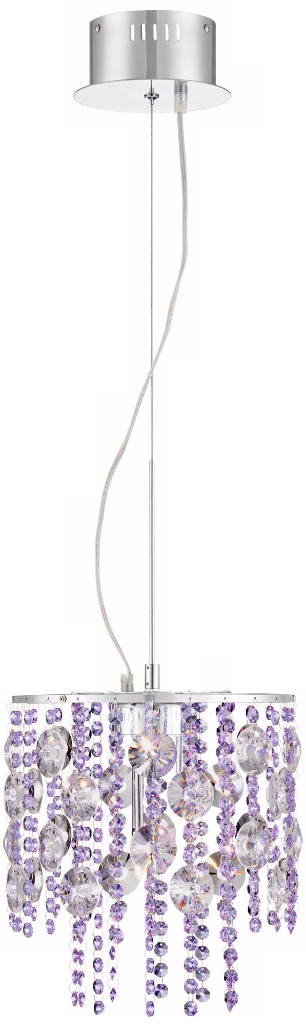 Violet Crystal 11" Wide Chrome Pendant Light