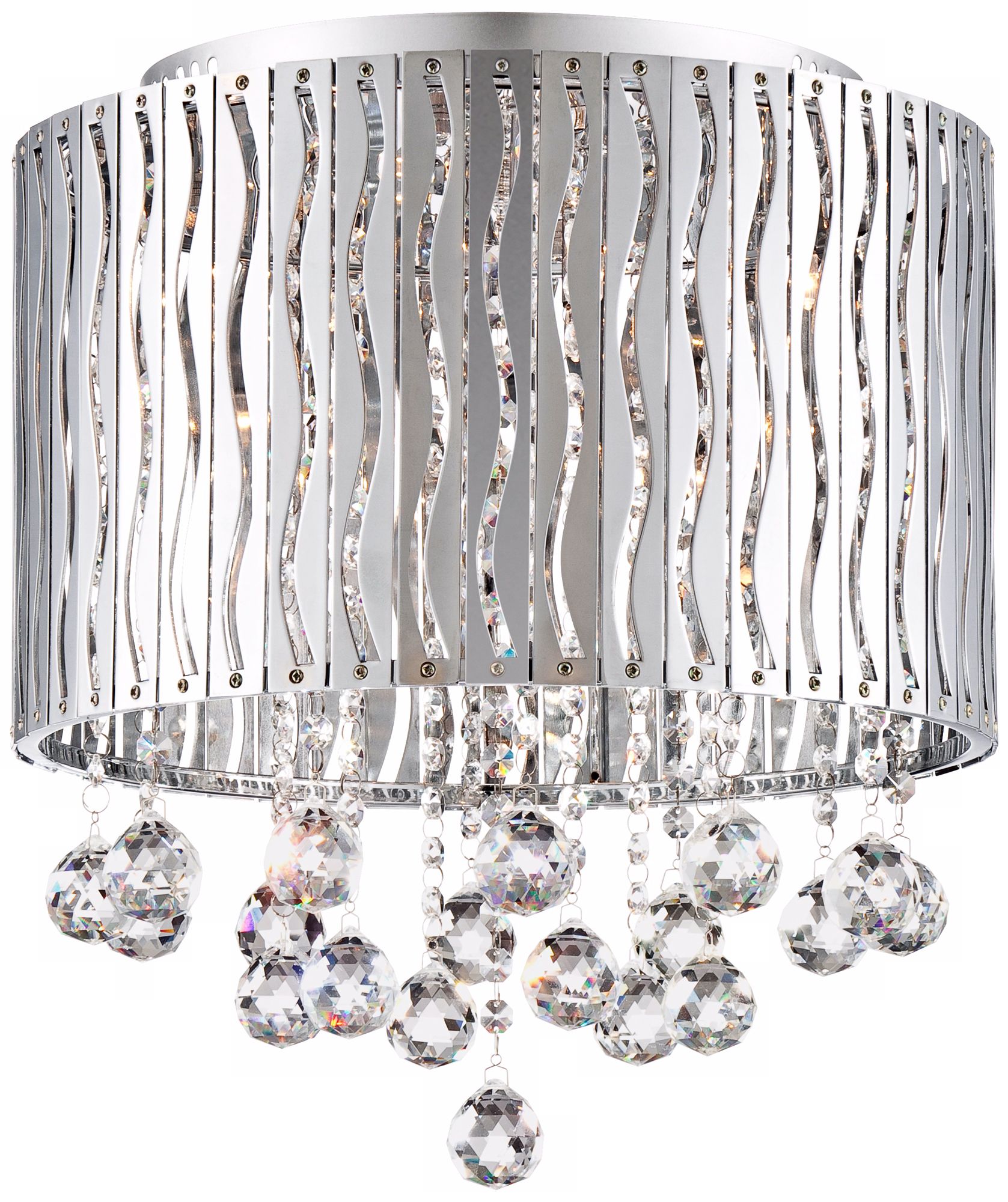 Wave Drum 16 1/4" Wide Chrome Ceiling Light