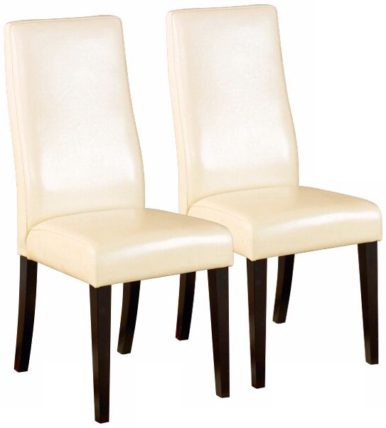 Set of 2 Cream Leather Side Chairs