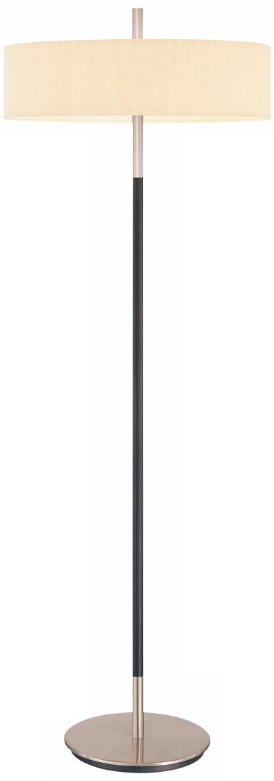 Sonneman Sparte Satin Nickel and Black Floor Lamp
