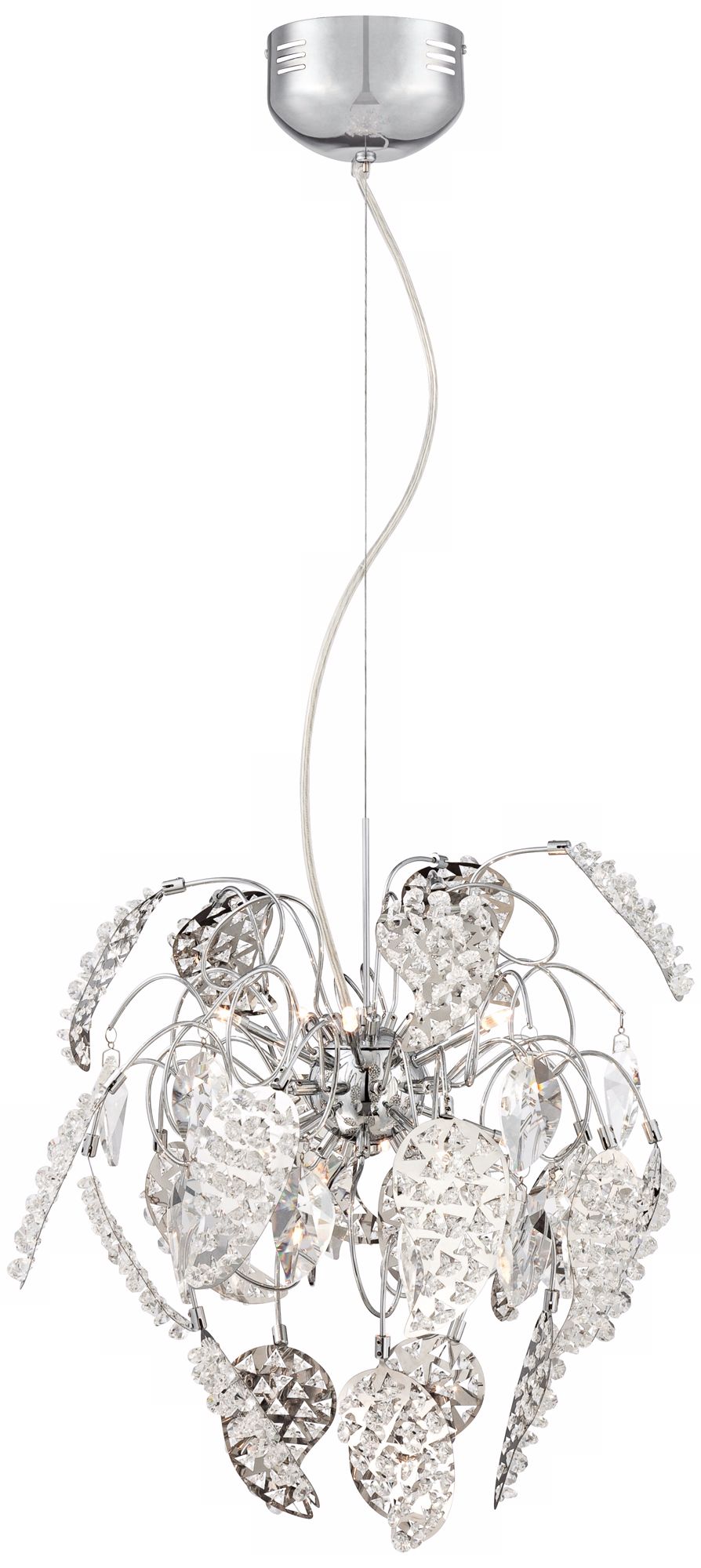 Letia Chrome Leaf 22 1/2" Wide Crystal Pendant Light