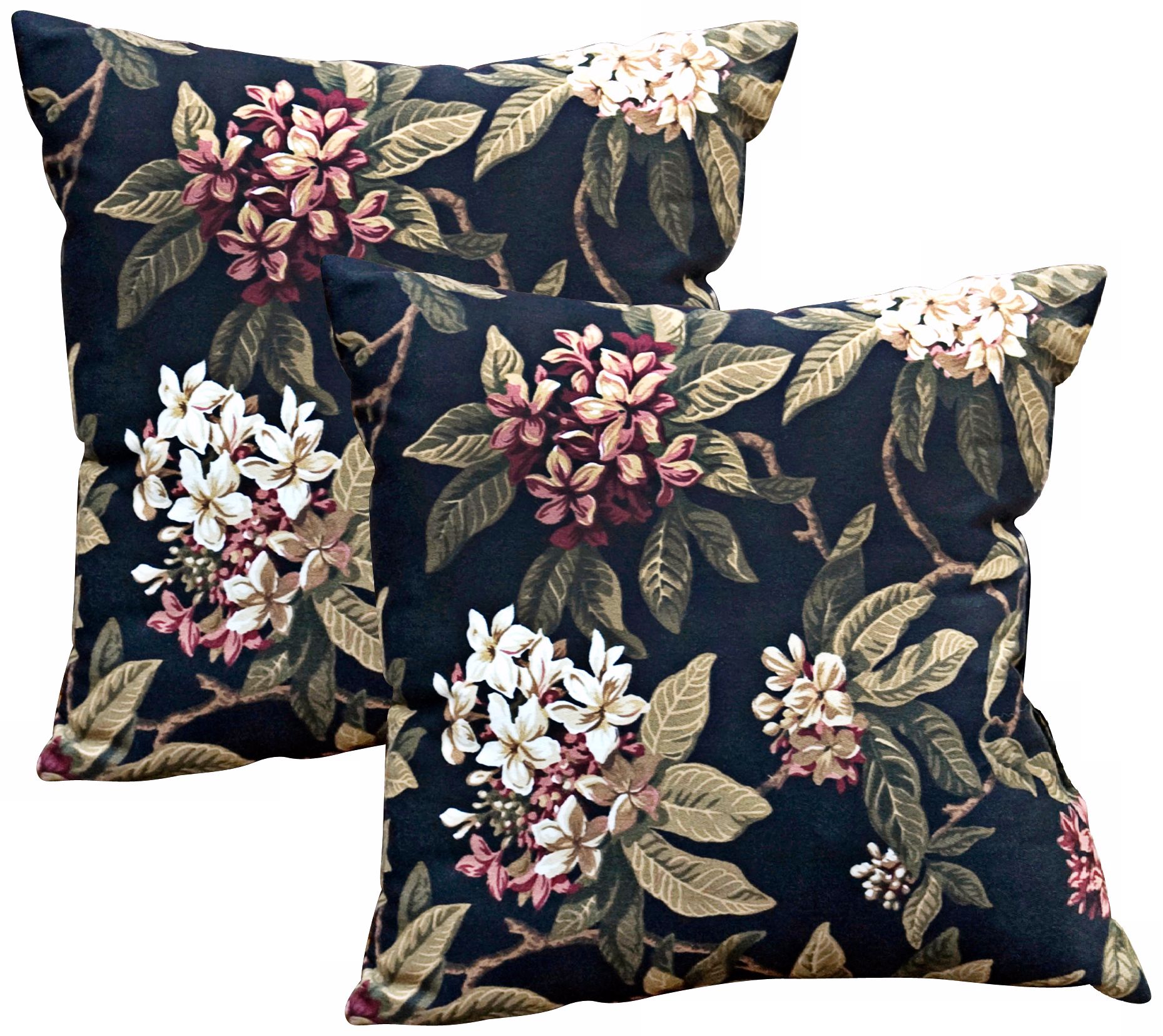 Set of 2 Midnight Floral Outdoor Accent Pillows
