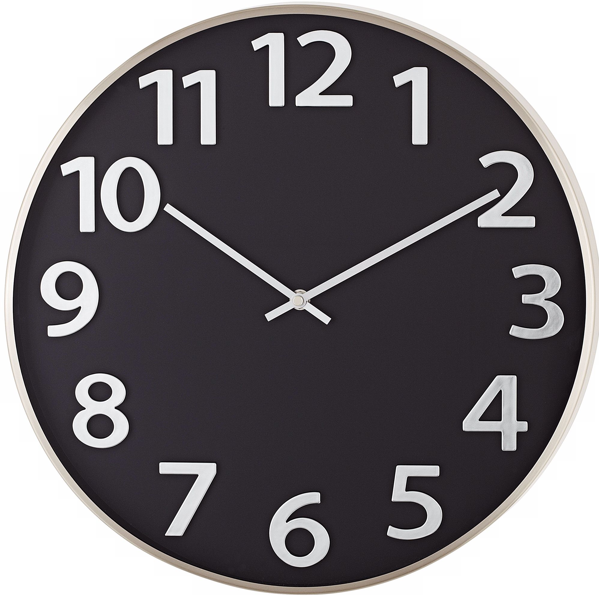 Black and Satin Nickel 16" Round Contemporary Wall Clock