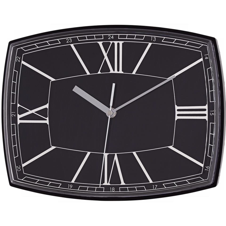 Roman Numeral 12" Wide Black Rectangular Clock   #W6380