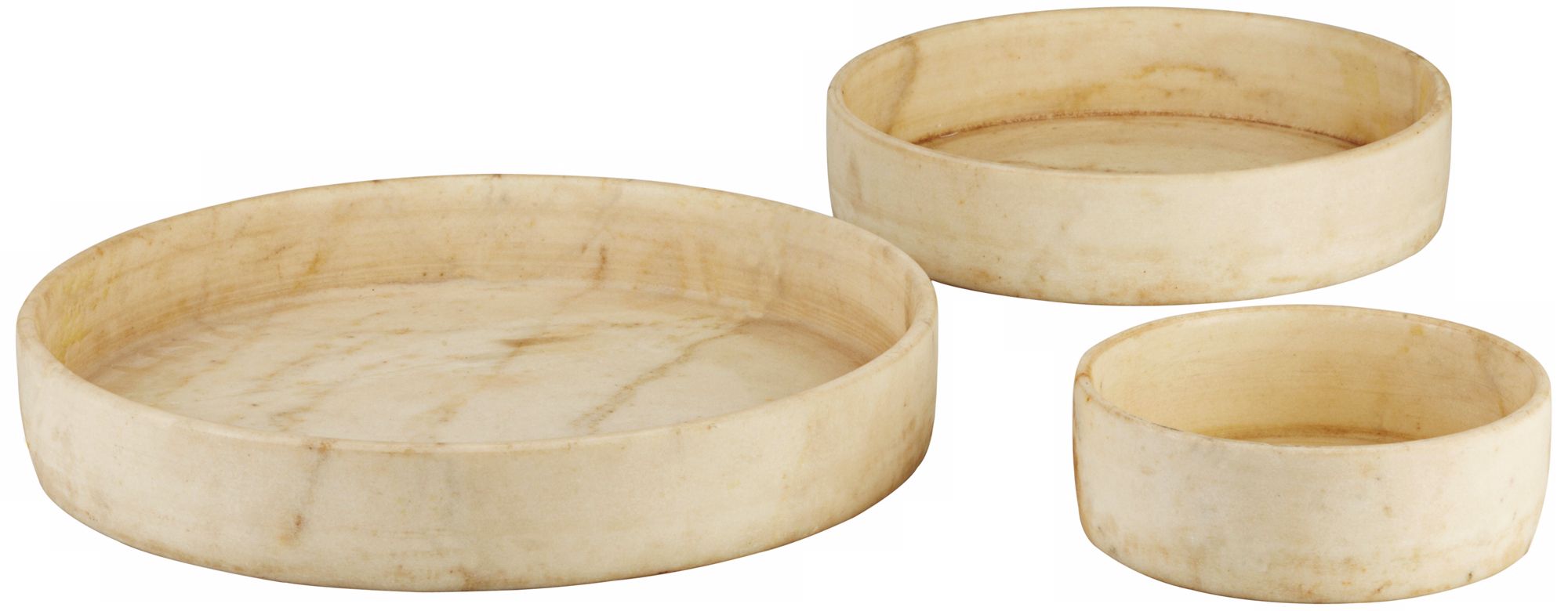 Jamie Young Set of 3 Low White Marble Bowls