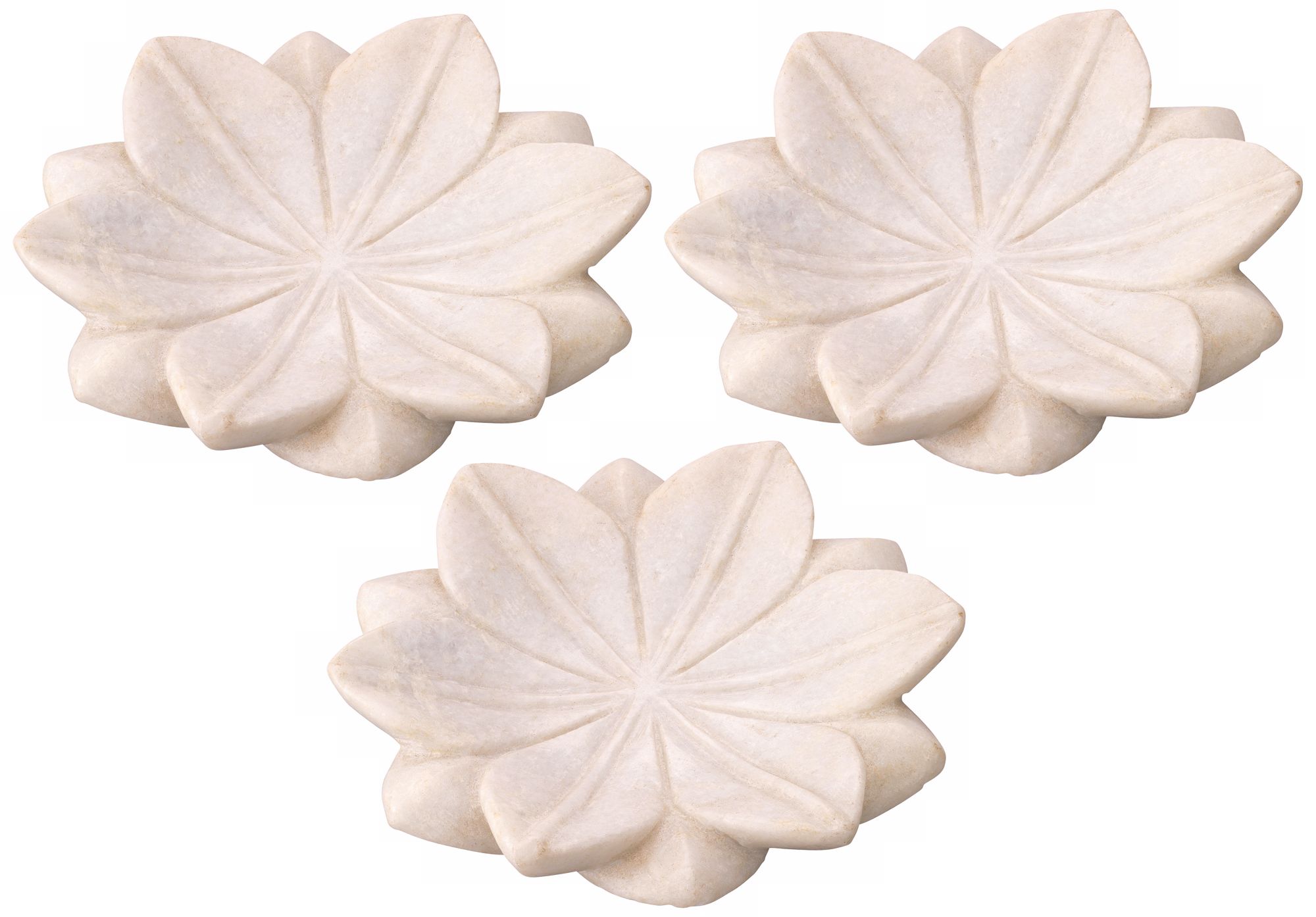 Jamie Young Set of 3 Small Marble Lotus Plates
