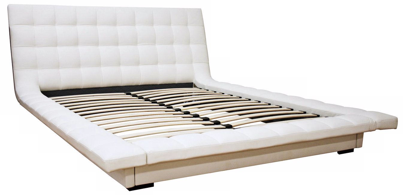 Celia White Faux Leather Queen Platform Bed