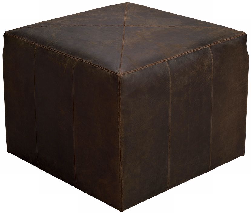 Jamie Young Large Vintage Chocolate Leather Ottoman