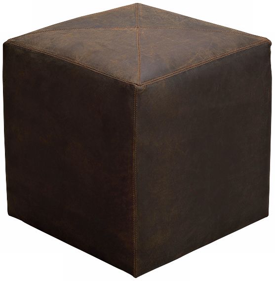 Jamie Young Small Vintage Chocolate Leather Ottoman