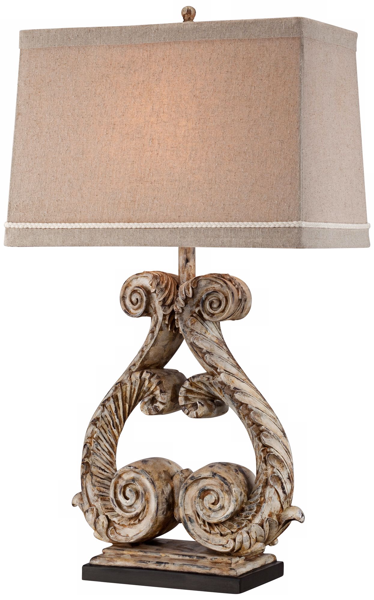 Possini Harp Weathered Double Scroll Table Lamp
