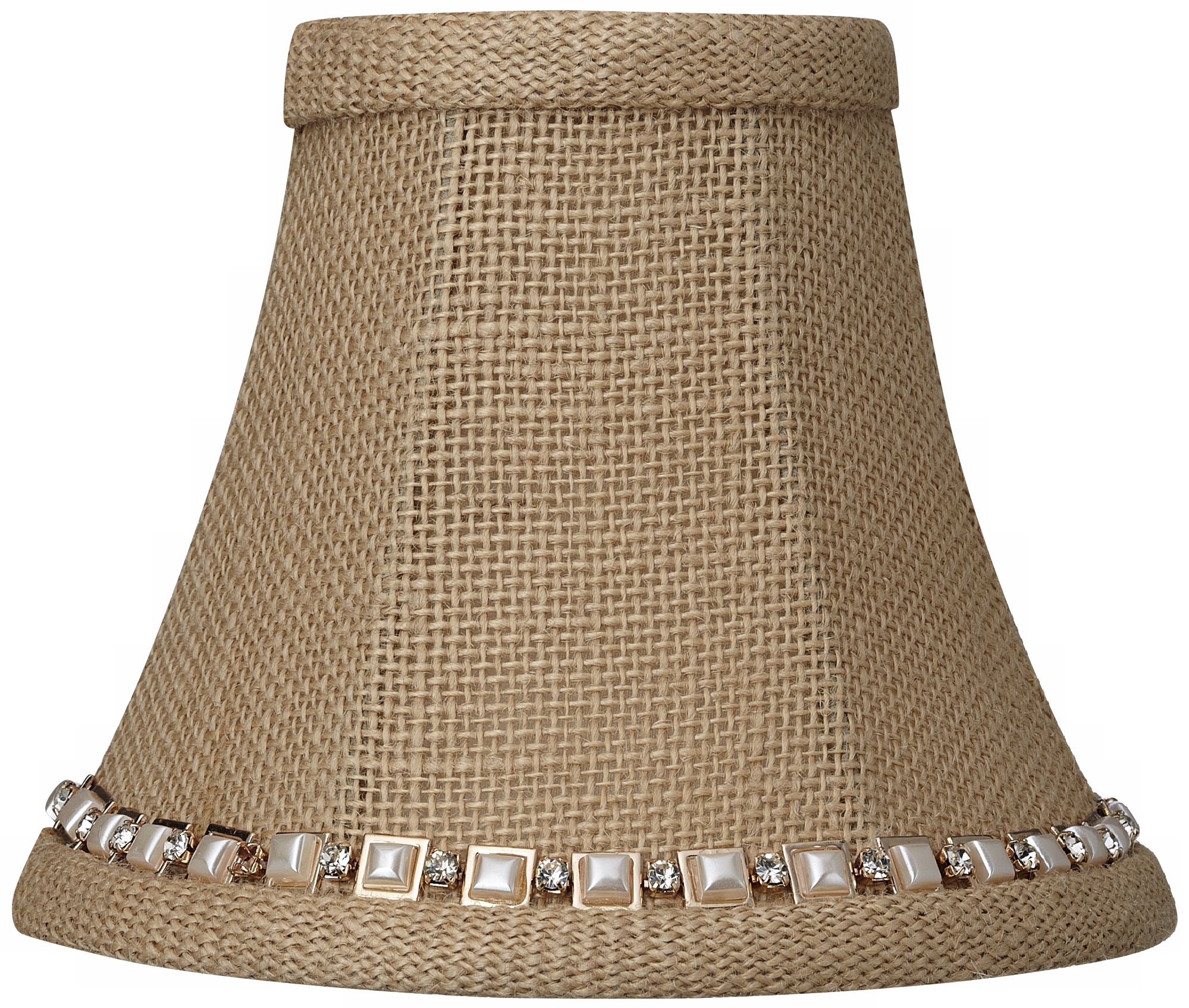 Beige Burlap Jewel Trim Shade 3x6x5 (Clip-On)