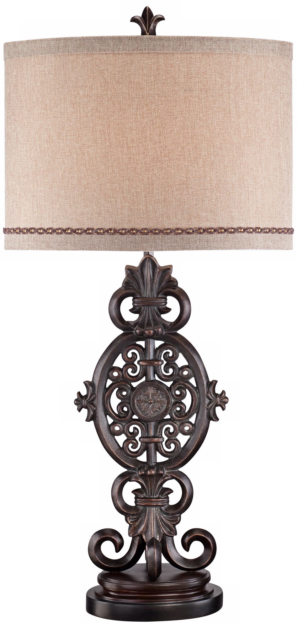 Antique Medallion Cast Iron Table Lamp