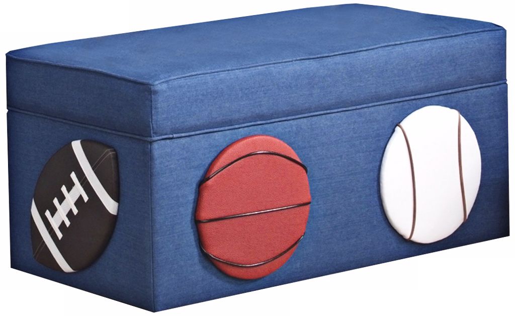 Kids 3-Sport Blue Denim Storage Bench
