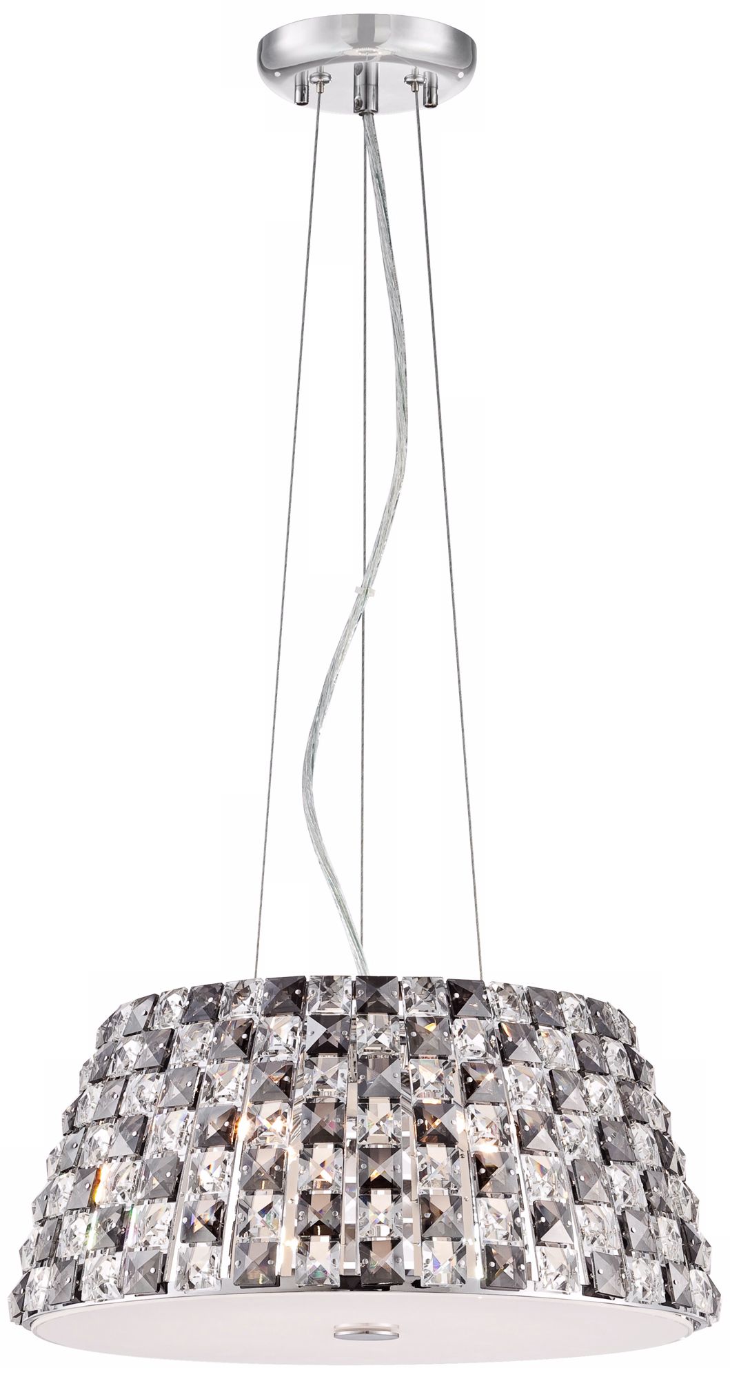 Checkerboard Crystal 15" Wide Clear and Smoky Pendant