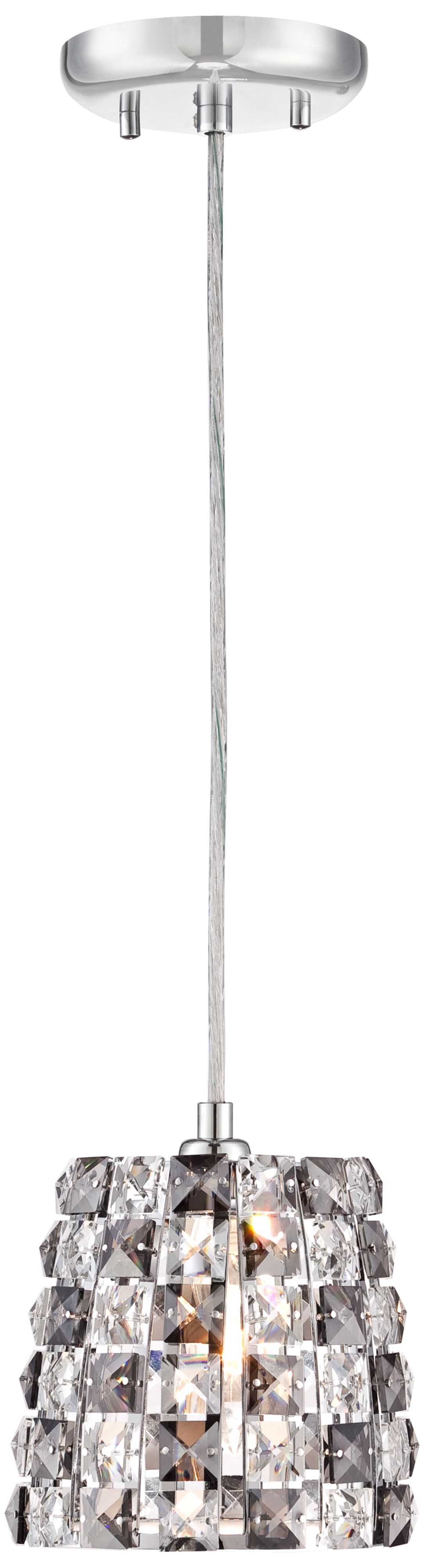 Checkerboard Crystal 6 1/4" Wide Clear and Smoky Pendant