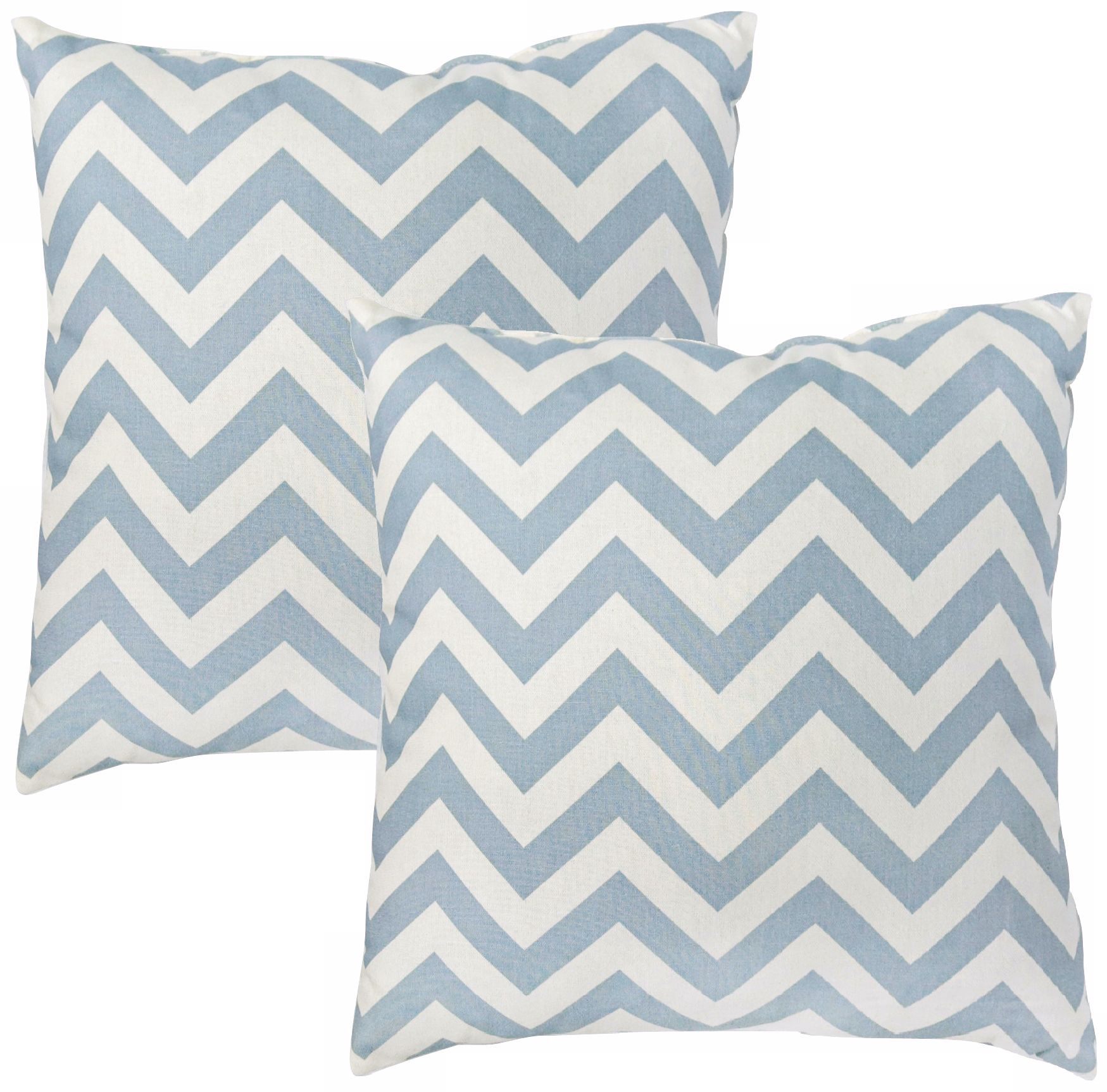 Set of 2 Blue Zig Zag Toss Pillows