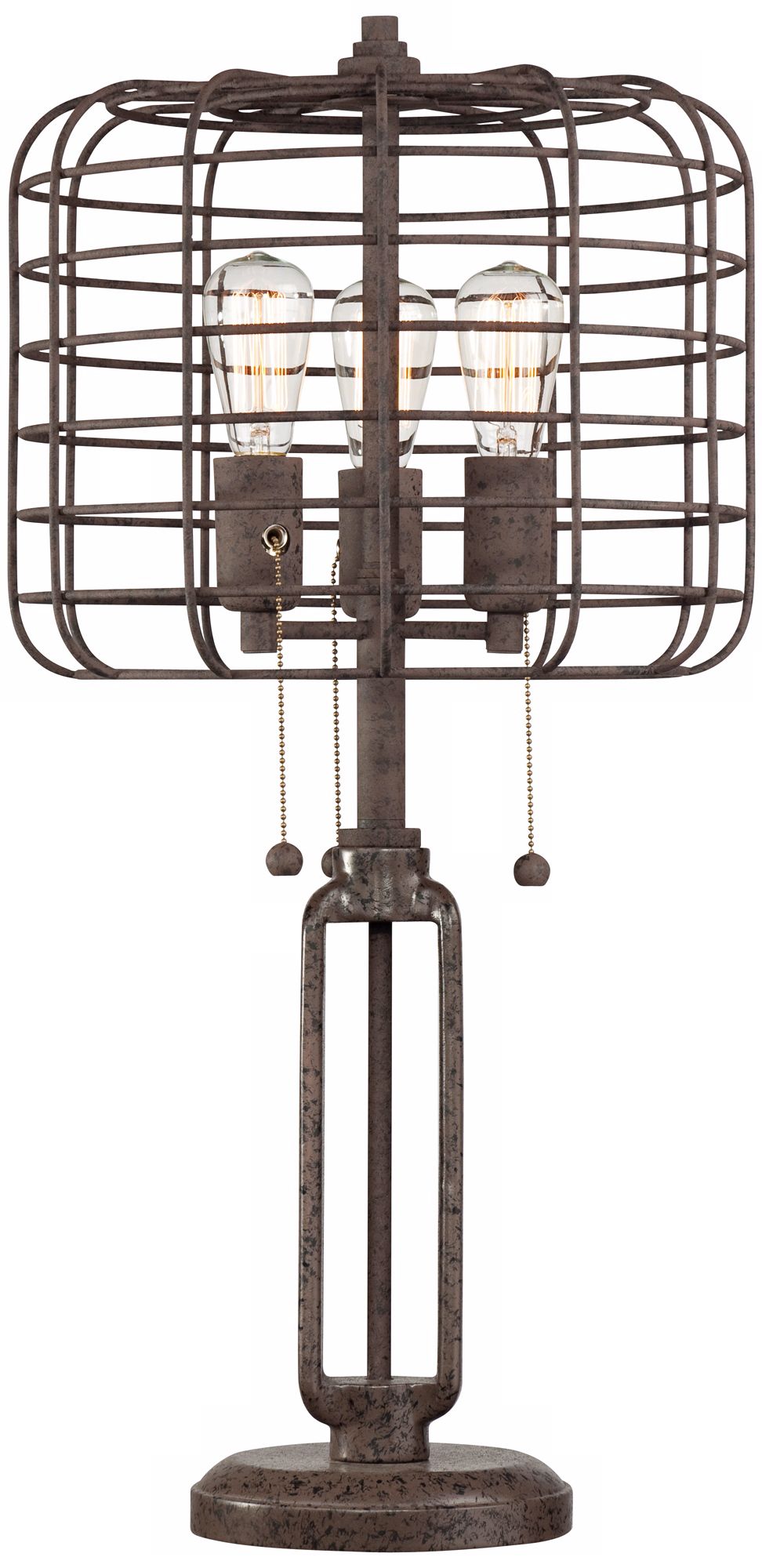 Industrial Cage Edison Bulb Rust Metal Table Lamp