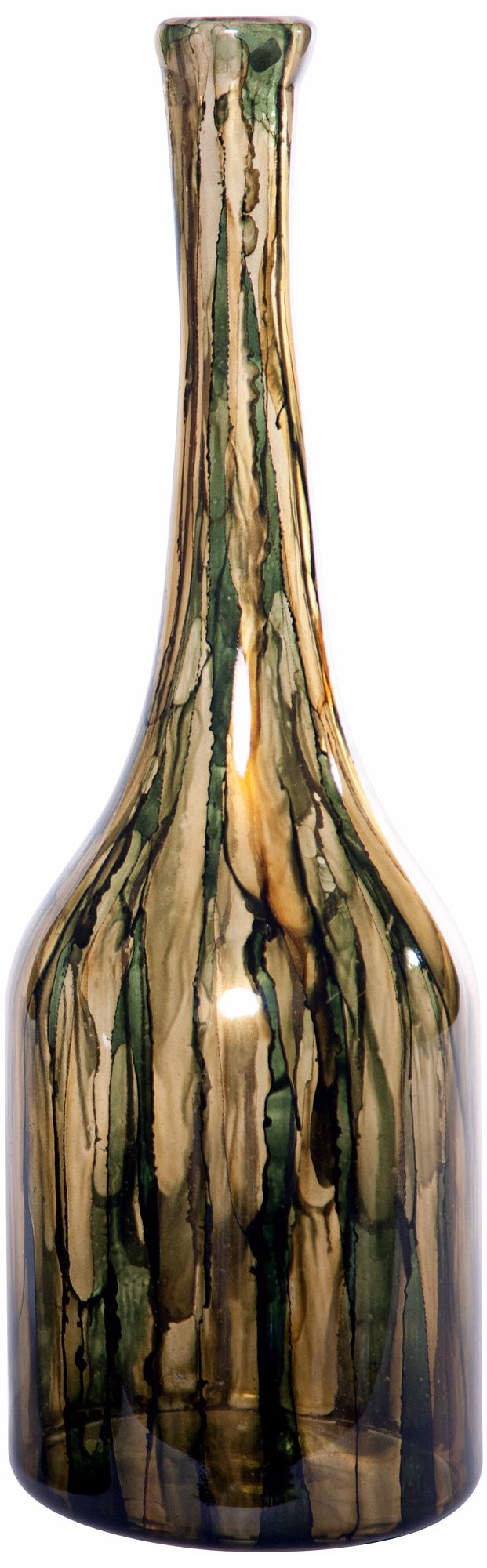 Pine Green Large Hand-Blown Glass Bottle
