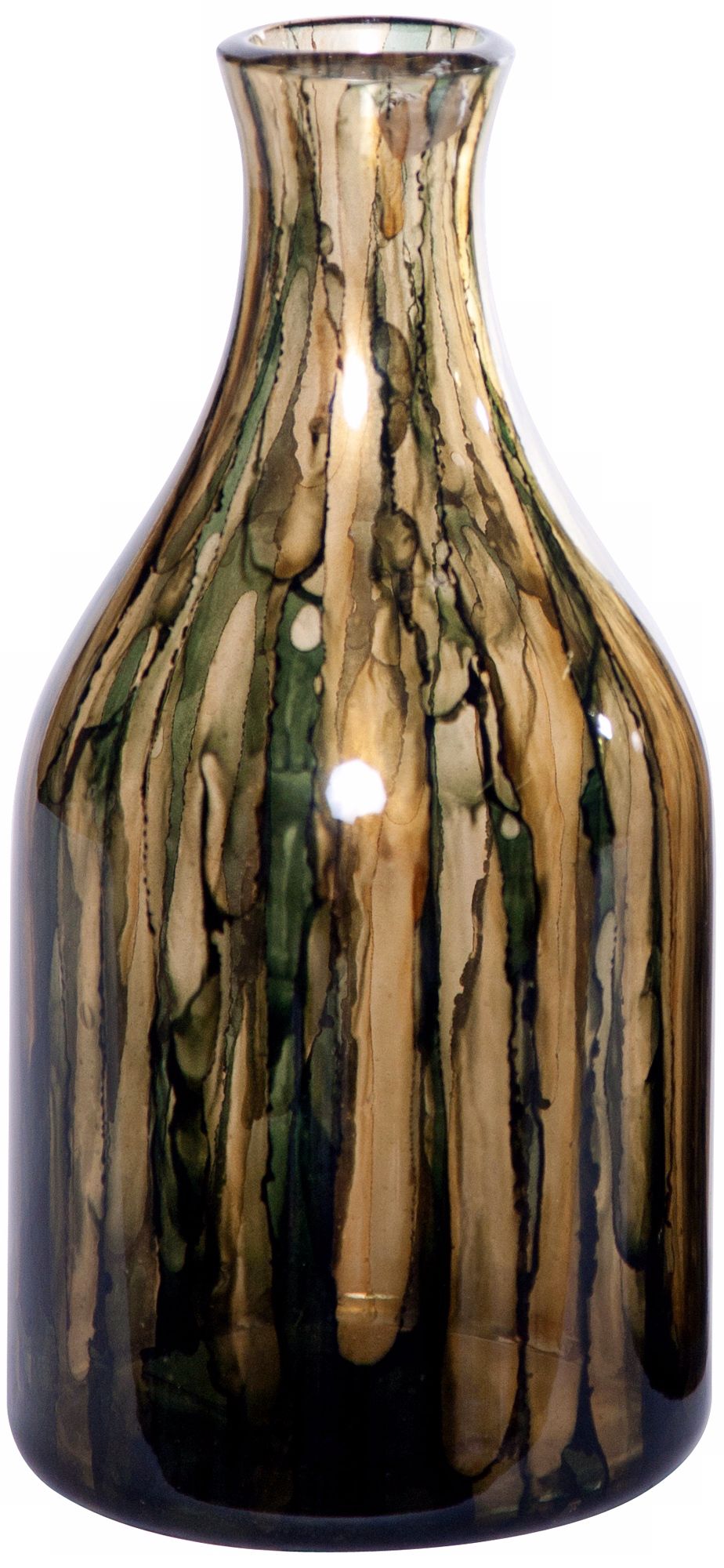 Pine Green Small Hand-Blown Glass Bottle