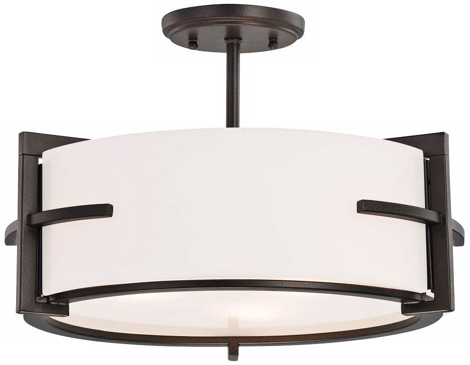 Fieldale Lodge 16" Wide Smoked Iron Ceiling Light