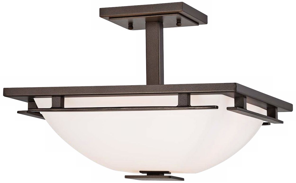 Lineage Mission 15 1/2" Wide Smoked Iron Ceiling Light