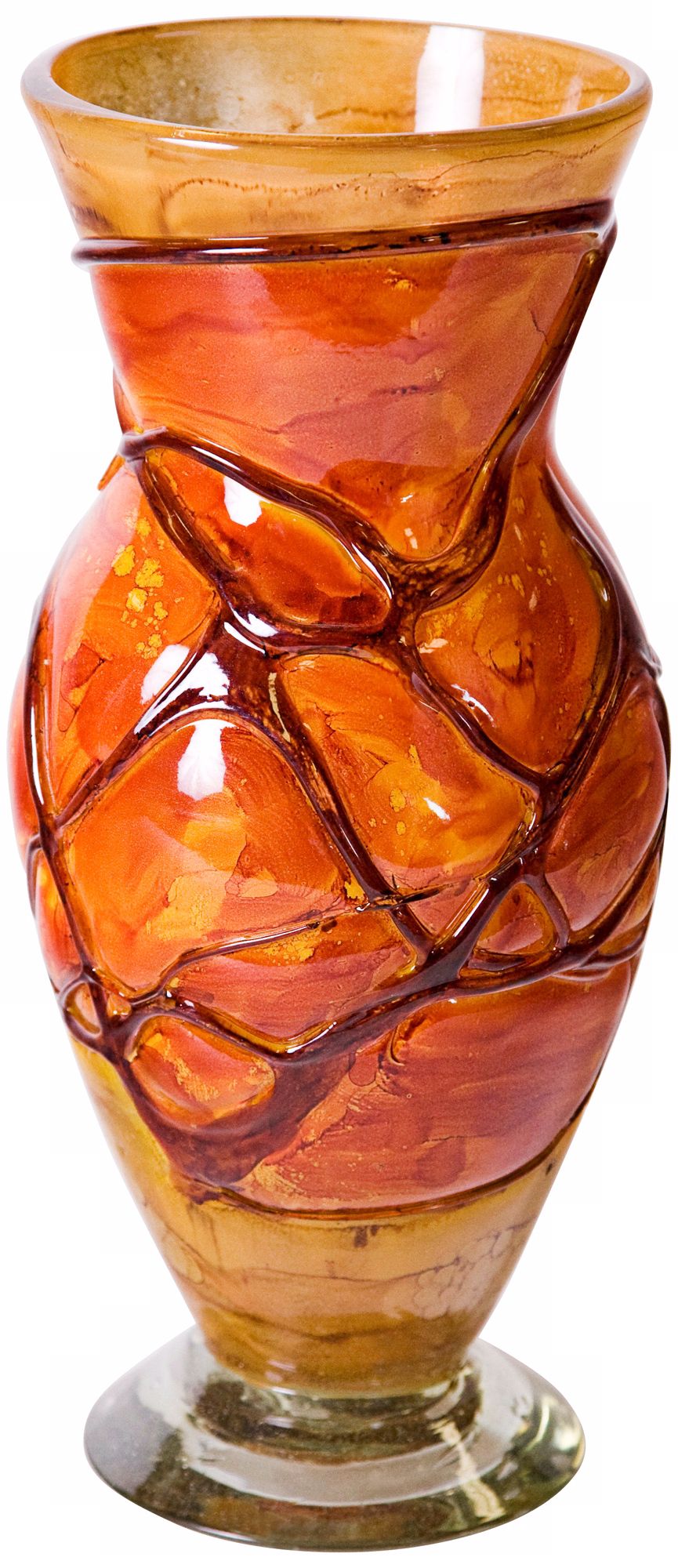 Sunburst Hand-Blown Recycled Glass Urn