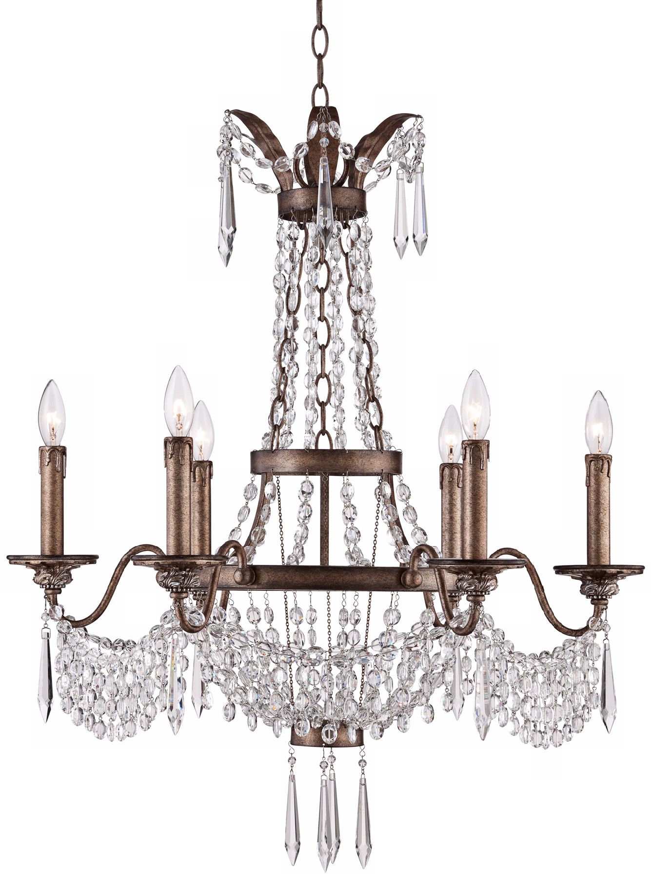 August 27 1/2" Wide Gilded Silver Crystal Chandelier