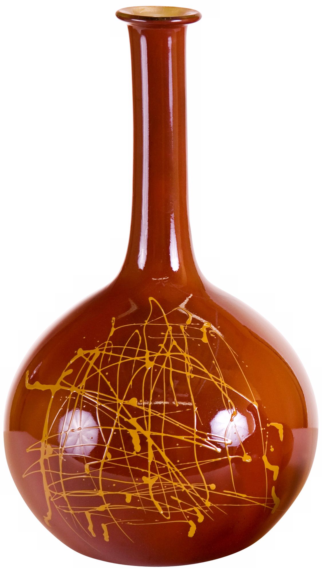 Butterscotch Drip Large Hand-Blown Glass Bottle