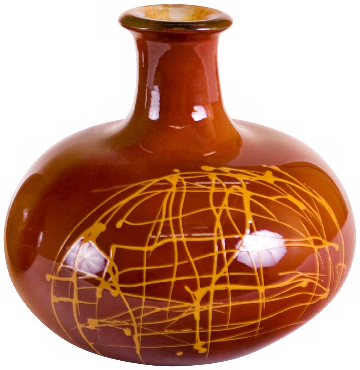Butterscotch Drip Small Hand-Blown Glass Bottle