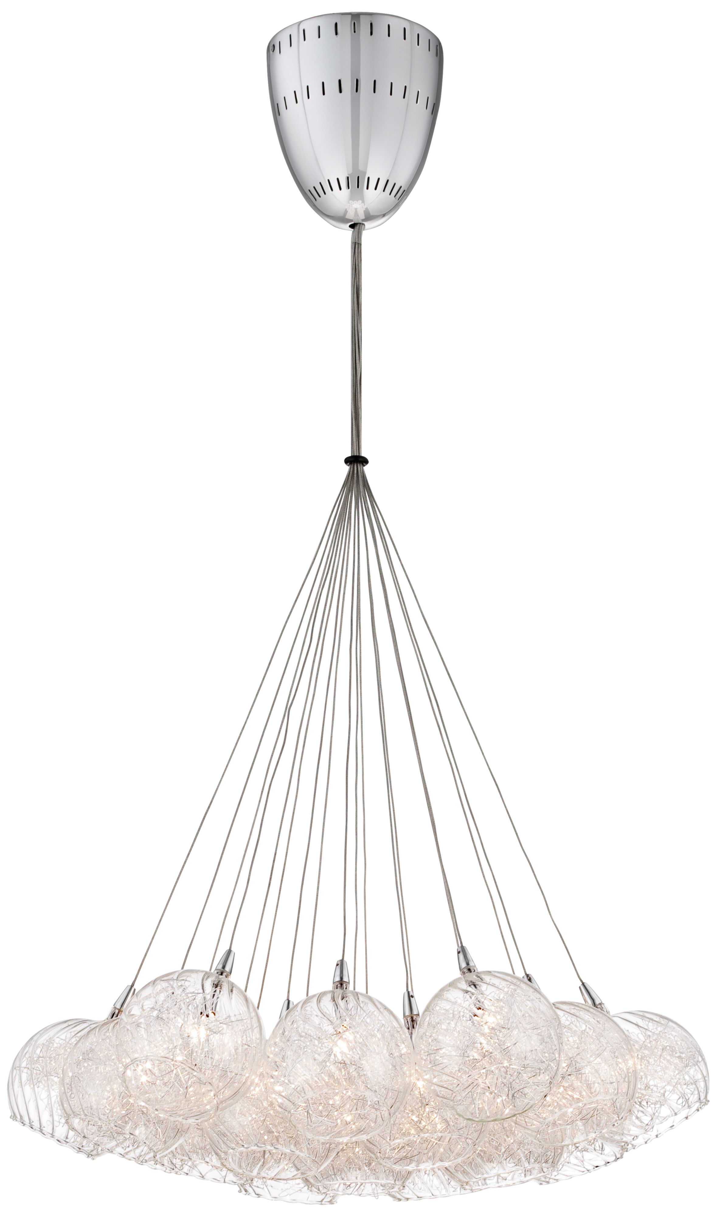 Possini Euro Wired 23 1/2" Wide Glass and Chrome Pendant