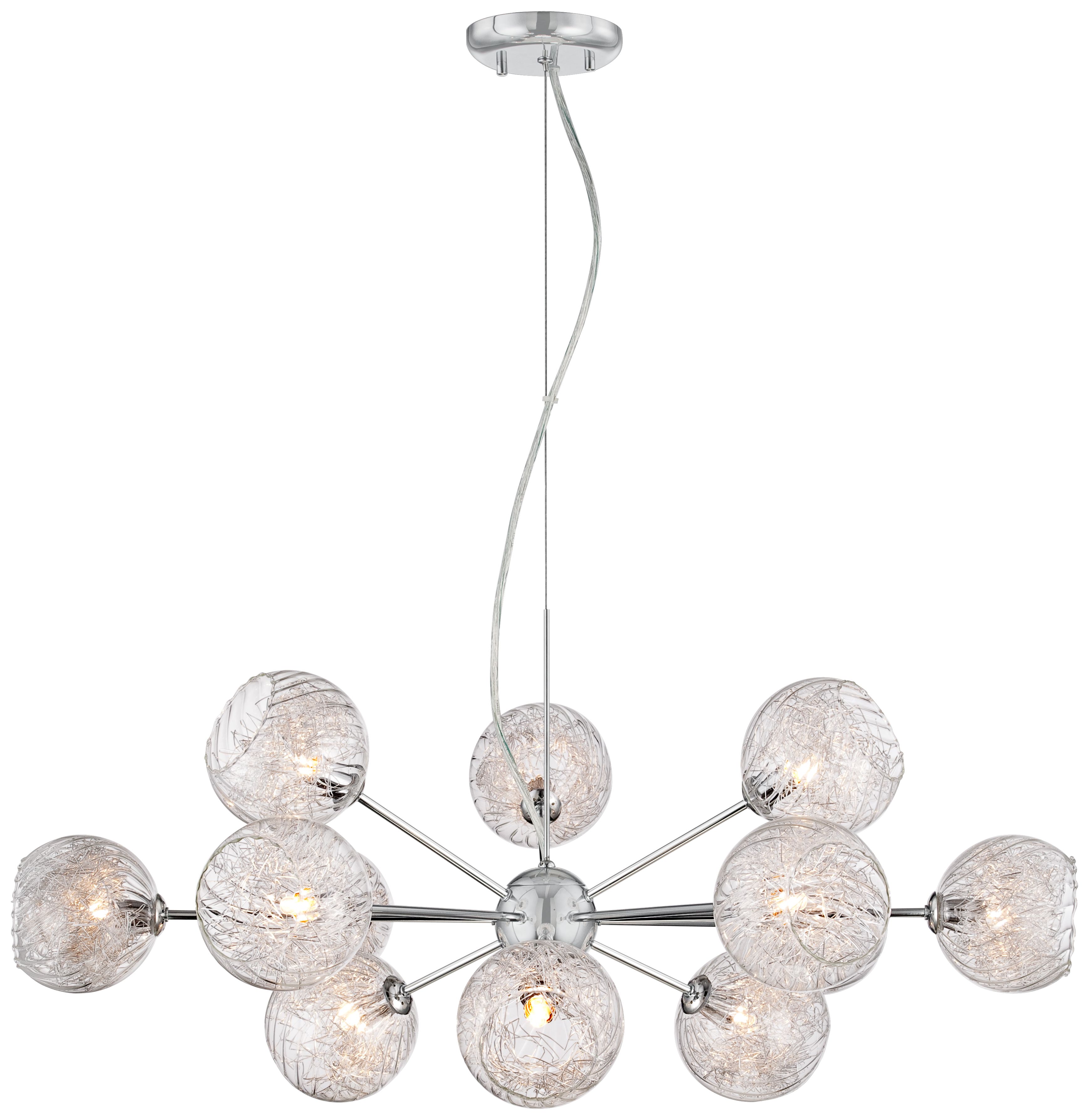 Possini Euro Wired 32" Wide Glass and Chrome Chandelier