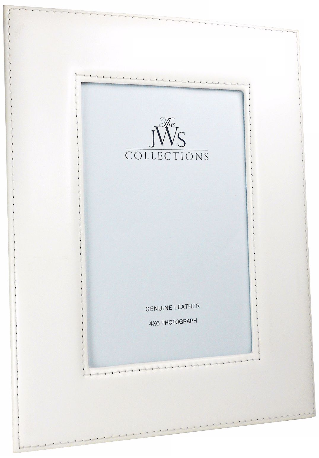 White 4x6 Cowhide Leather Photo Frame