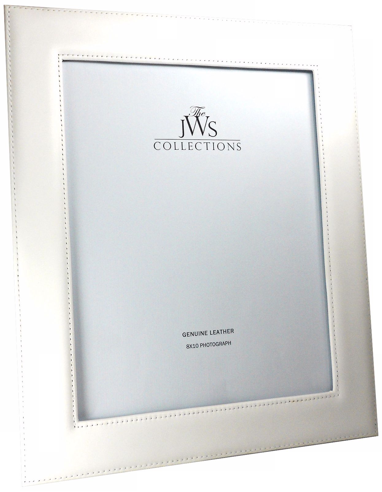White 8x10 Cowhide Leather Photo Frame