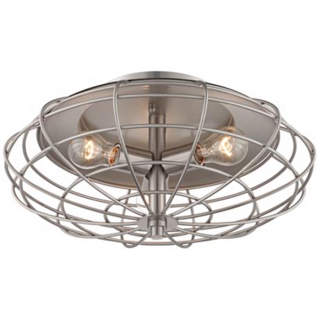 Industrial style ceiling light. Brushed nickel finish. Takes three ...