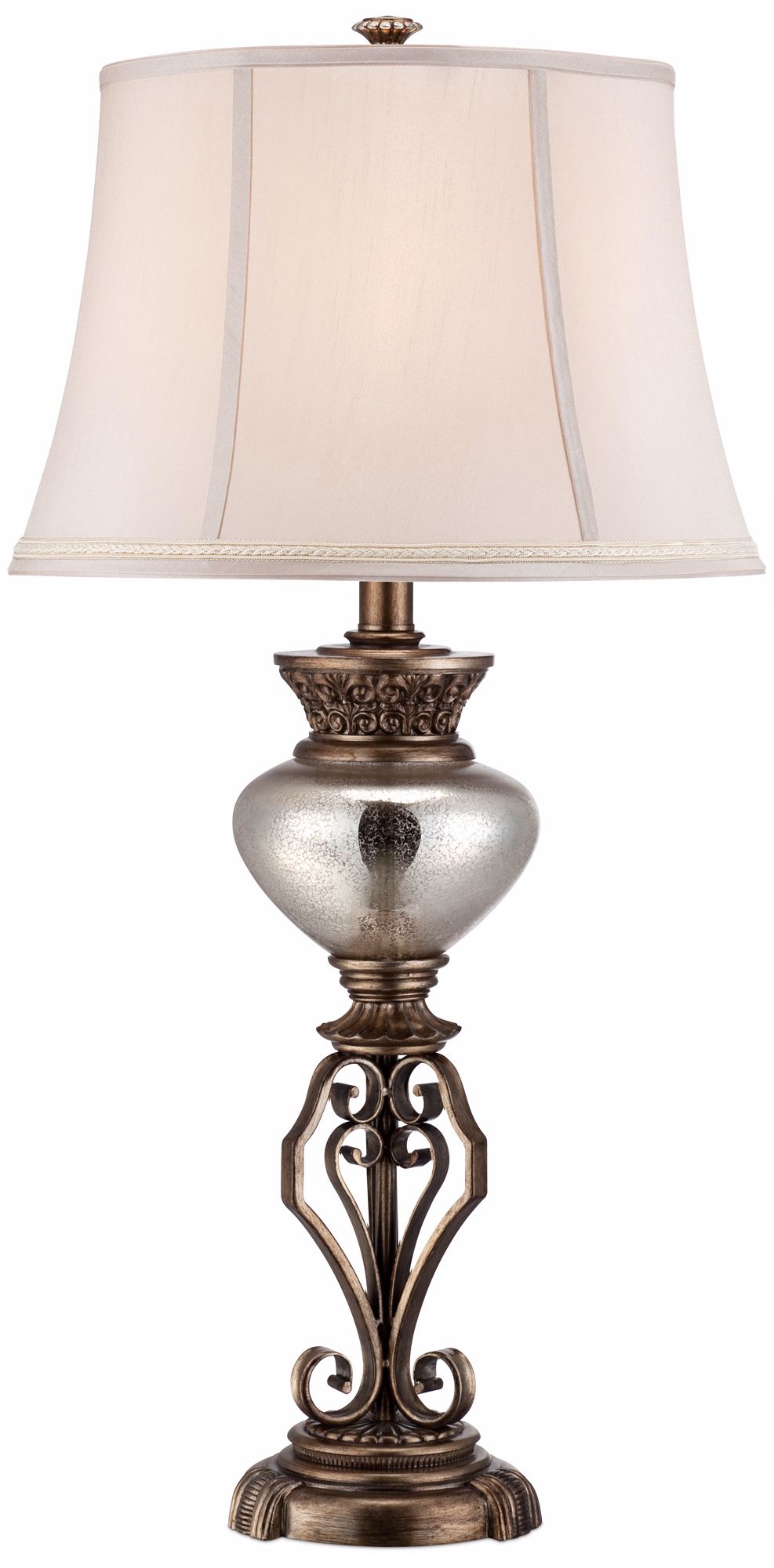 Possini Empress Antique Silver Glass Font Table Lamp