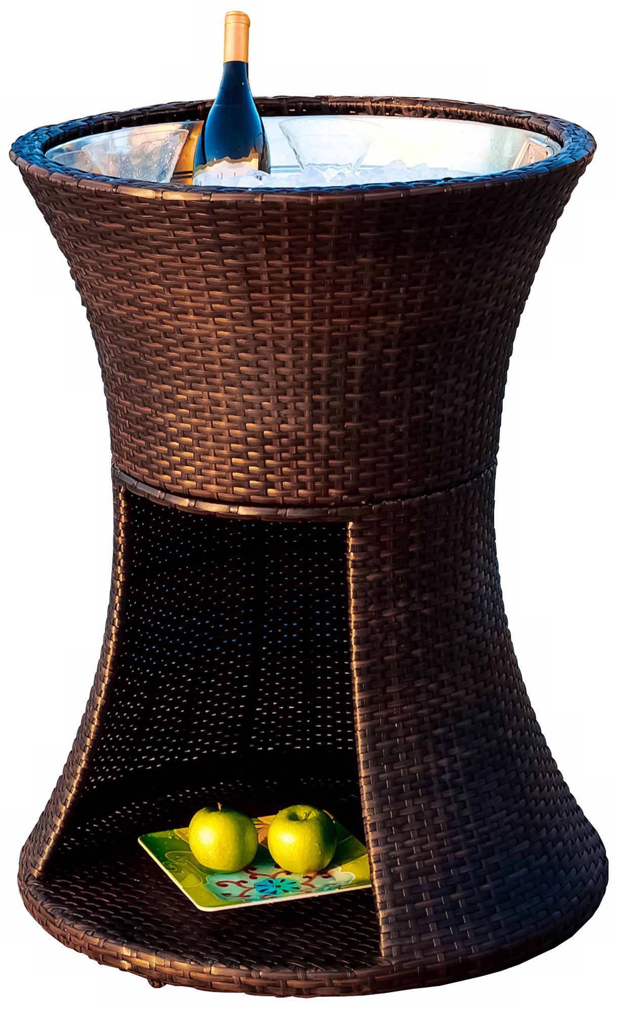 PE Wicker Indoor/Outdoor Ice Caddy with Storage