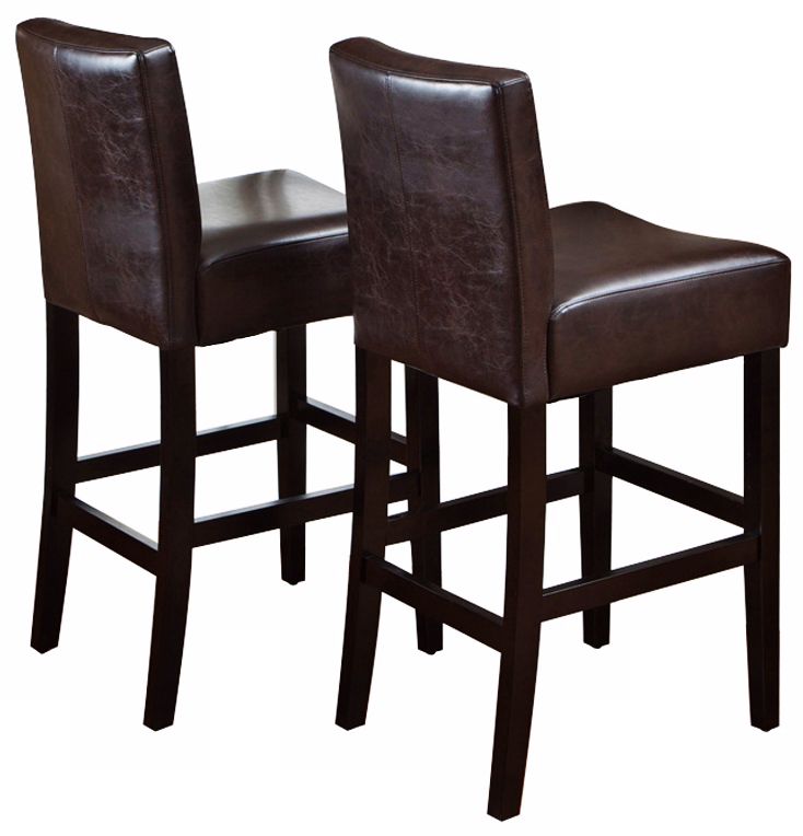 Set of 2 Brown Bonded Leather Barstools