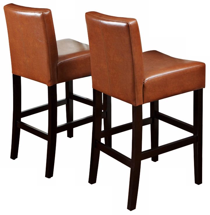 Set of 2 Hazelnut Bonded Leather Barstools