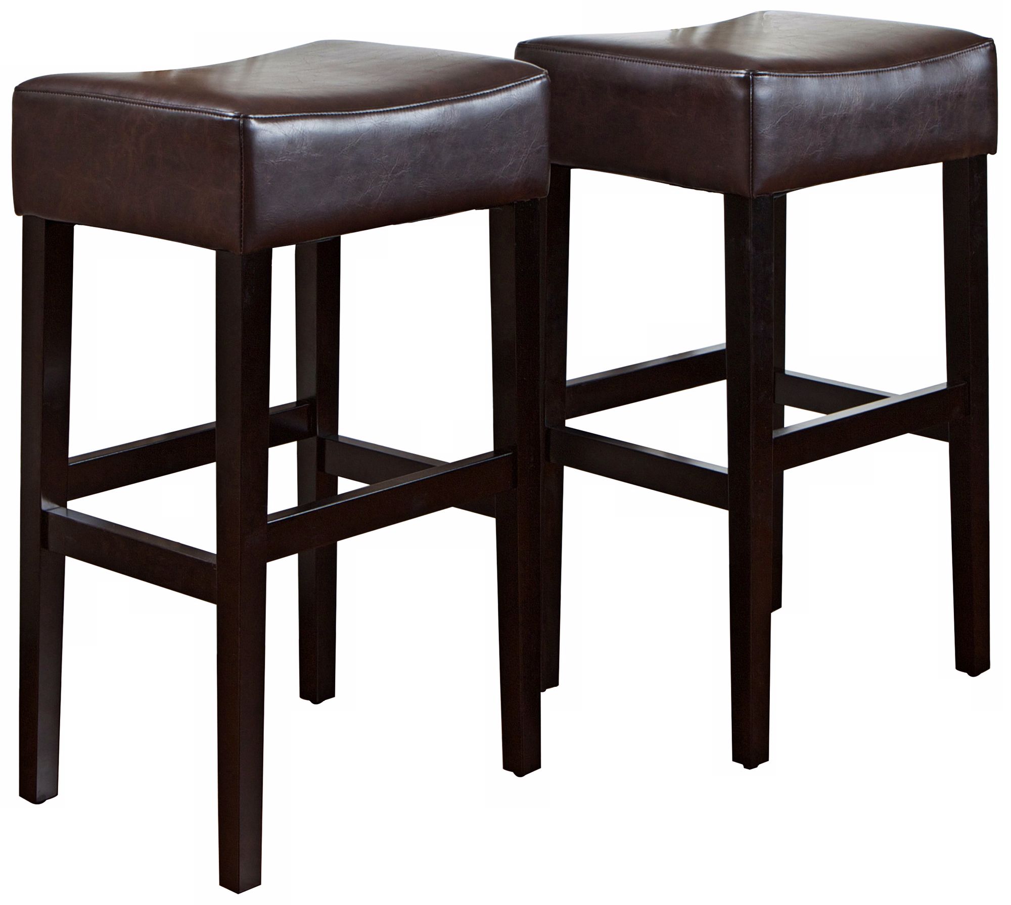 Set of 2 Bonded Brown Leather Barstools