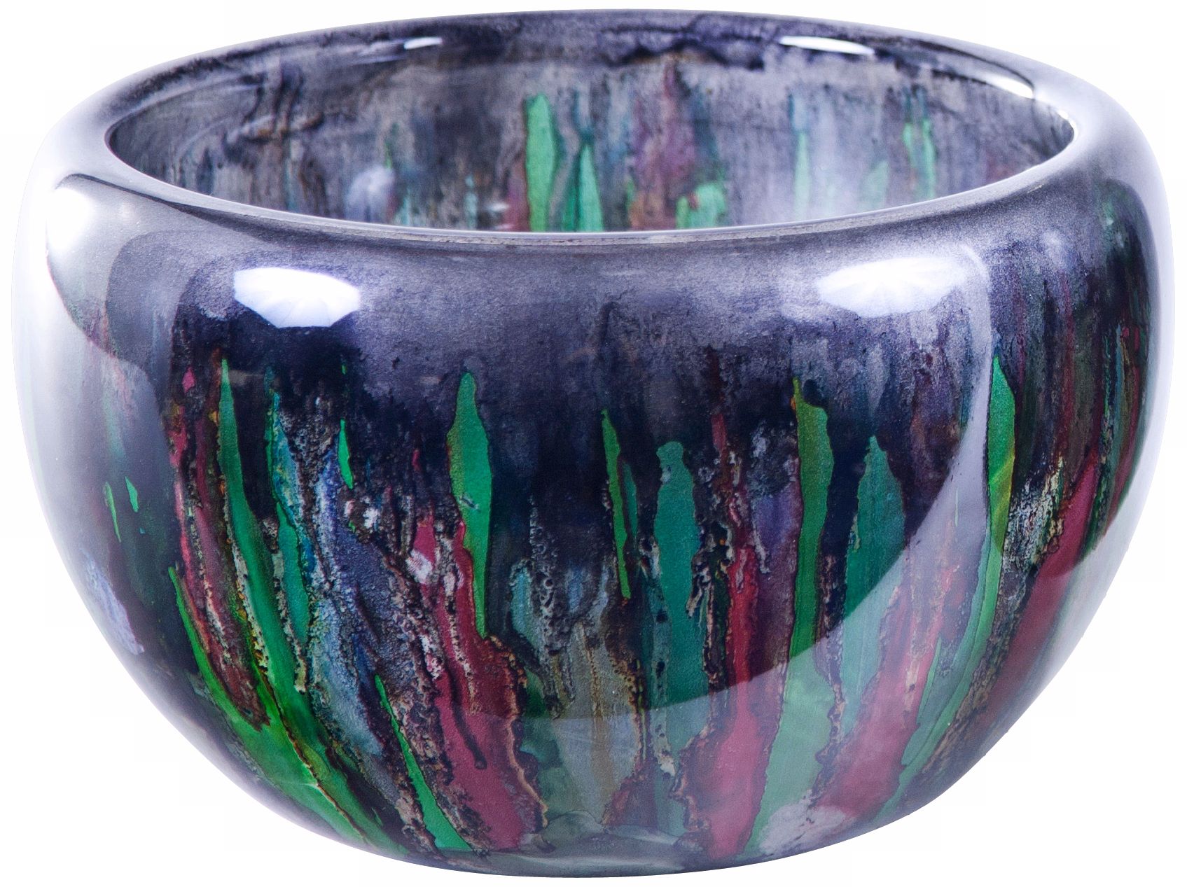 Hand-Blown Art Glass Kaleidoscope Bowl