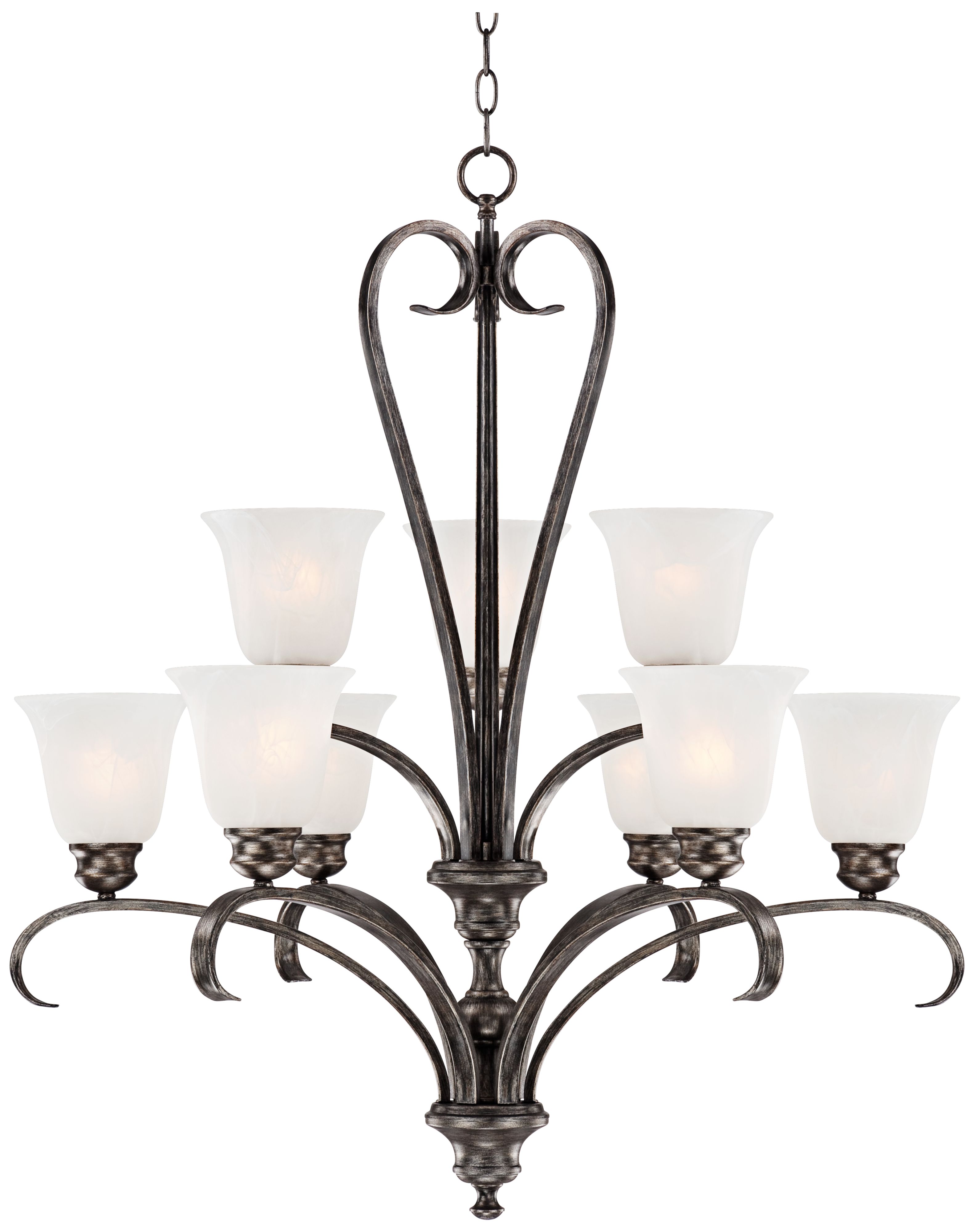 Worthington 31" Wide Alabaster Glass Bronze Entry Chandelier