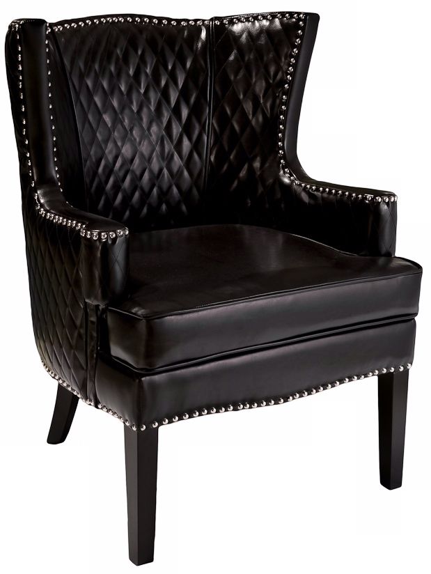 Roma Black Quilted Leather Arm Chair