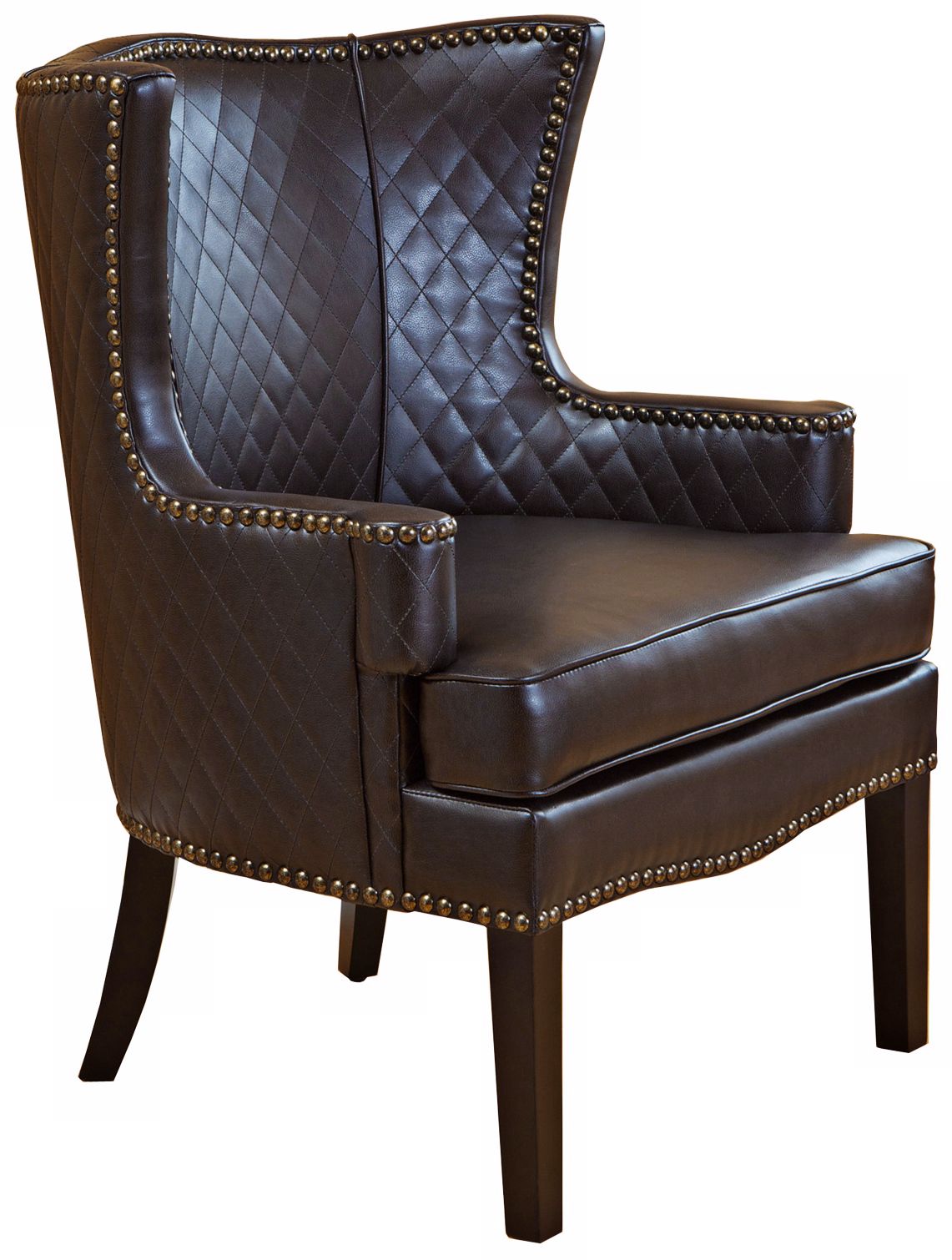 Brown Quilted Leather Arm Chair