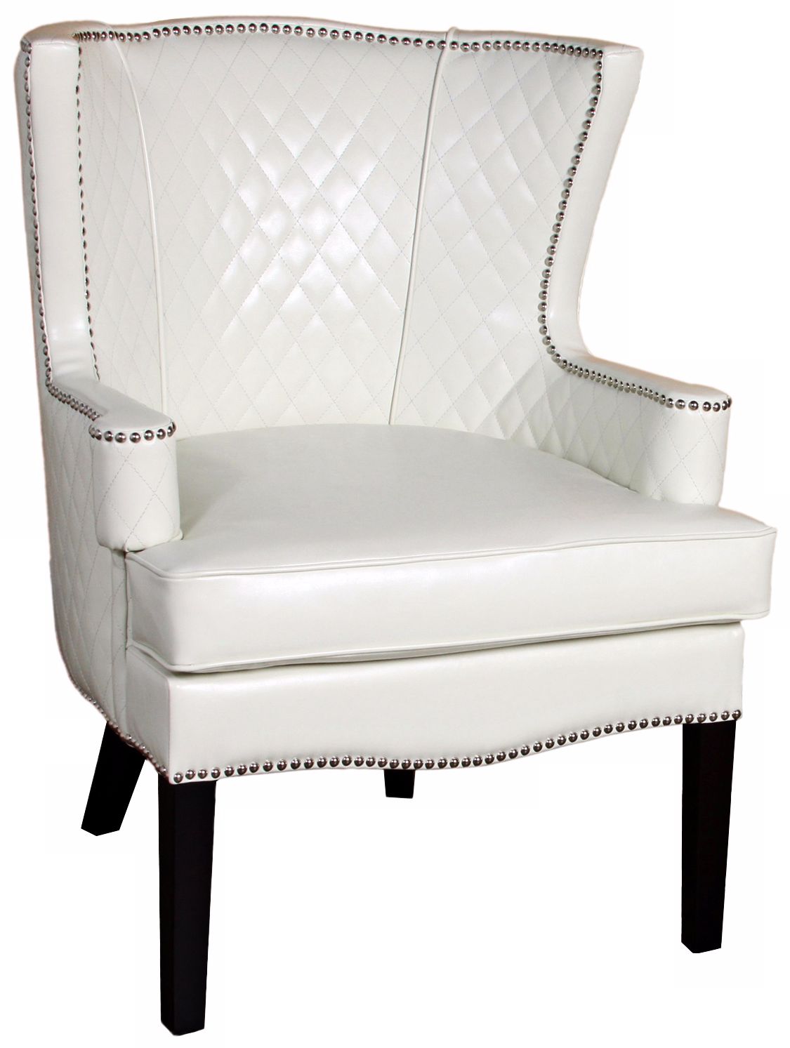 White Quilted Leather Arm Chair