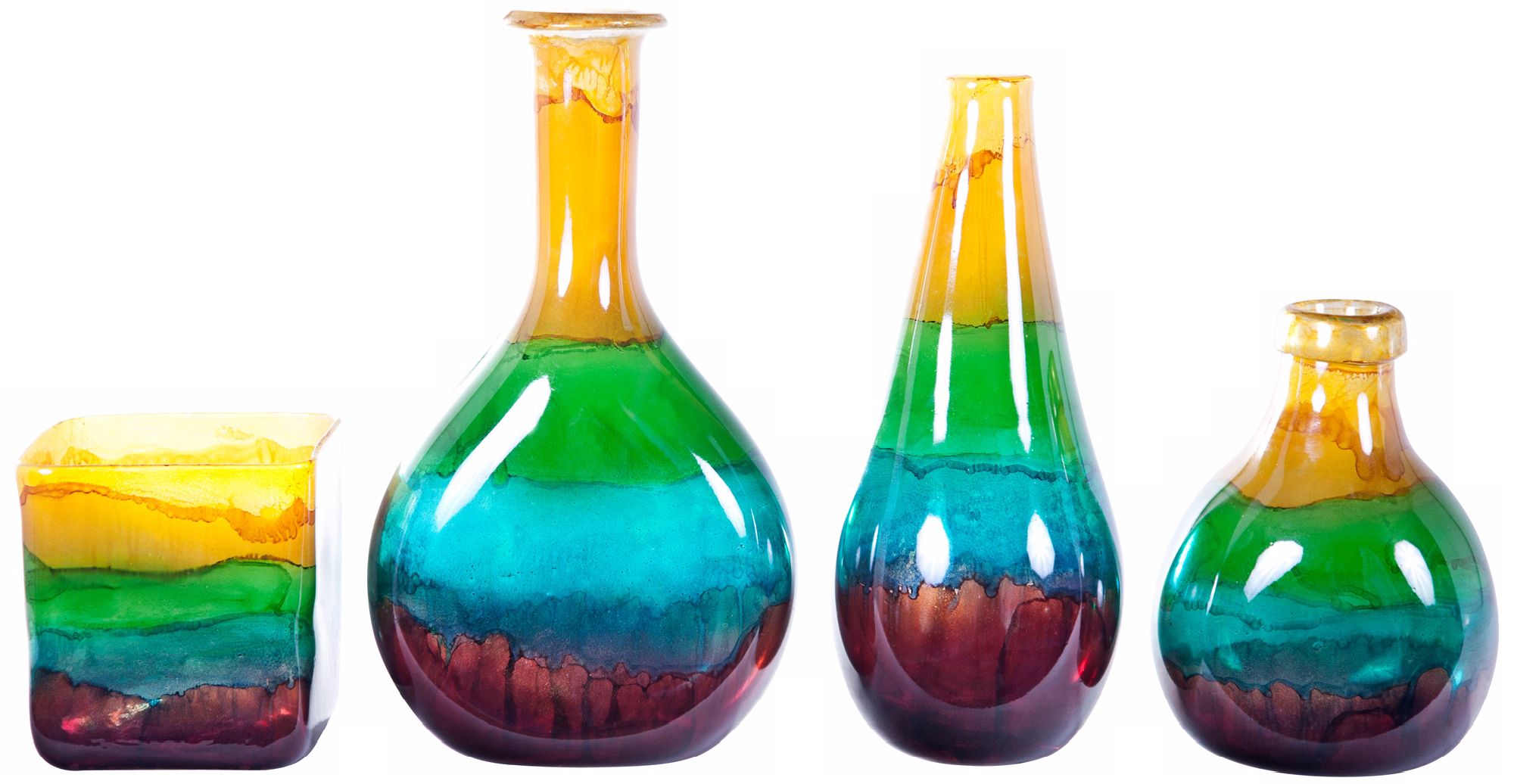 Cornflower Four Piece Hand-Blown Glass Decor Set