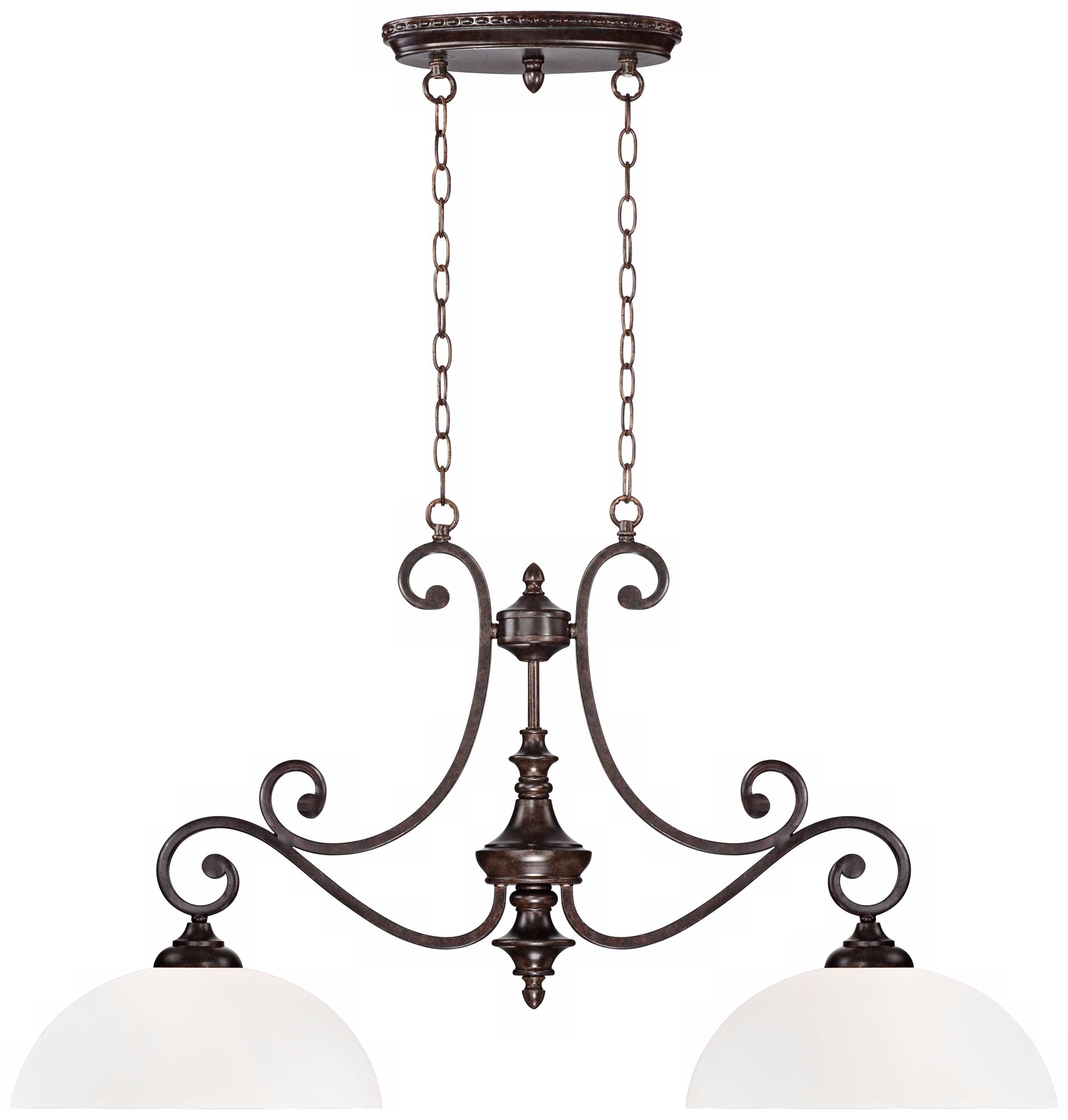 Lorain 40" Wide Bronze and Frosted Glass Island Chandelier