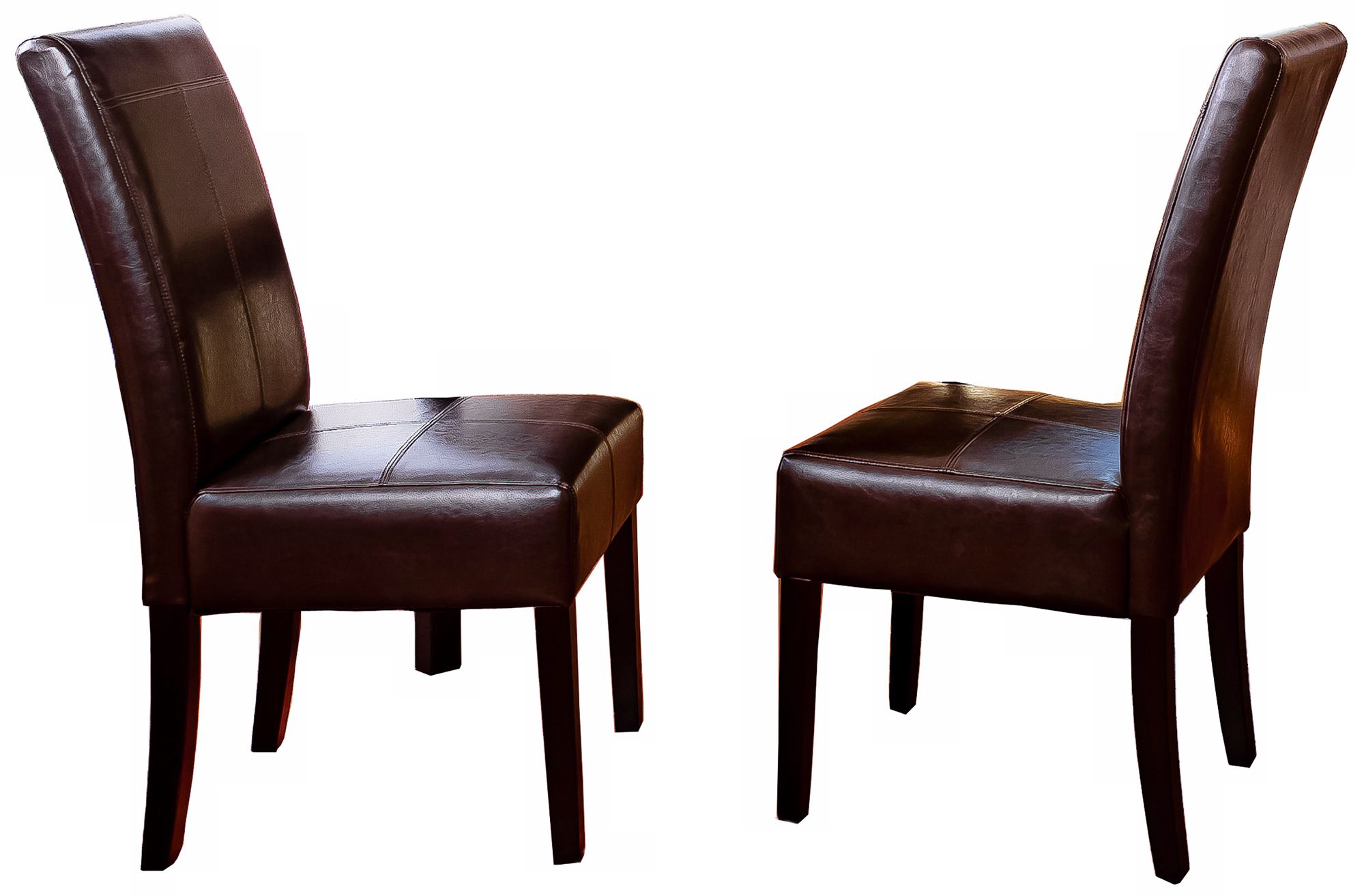Pertica Set of 2 Espresso Bonded Leather Dining Chairs