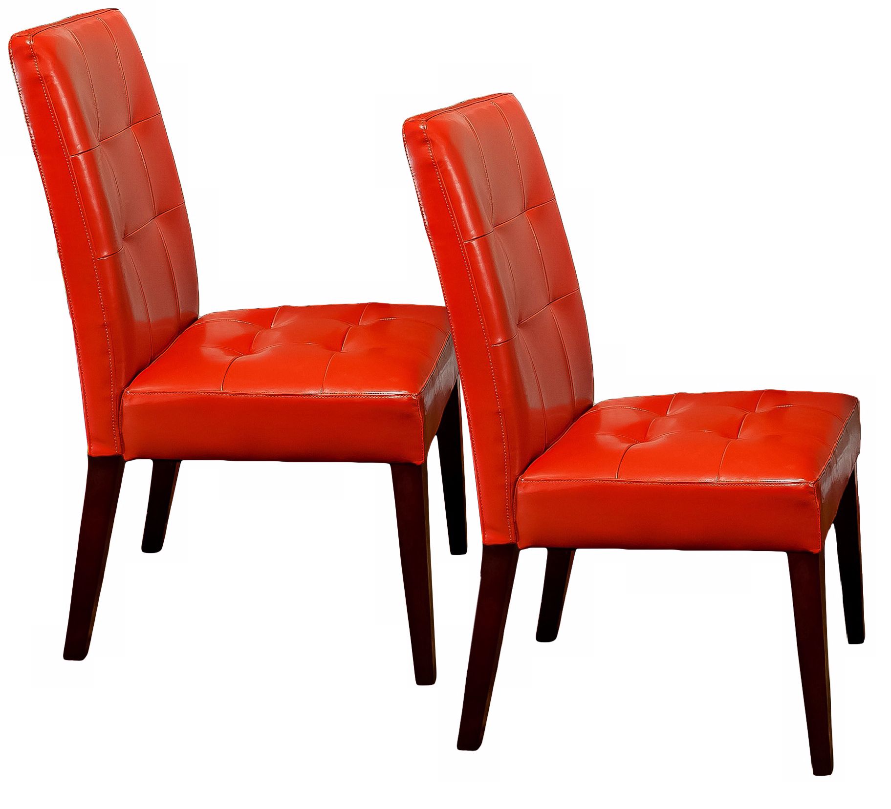 Bronson Set of 2 Bonded Leather Orange Dining Chairs