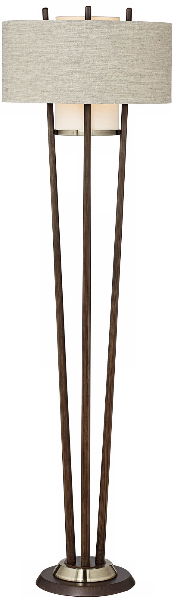 Nova Veld Pecan and Weathered Brass Floor Lamp