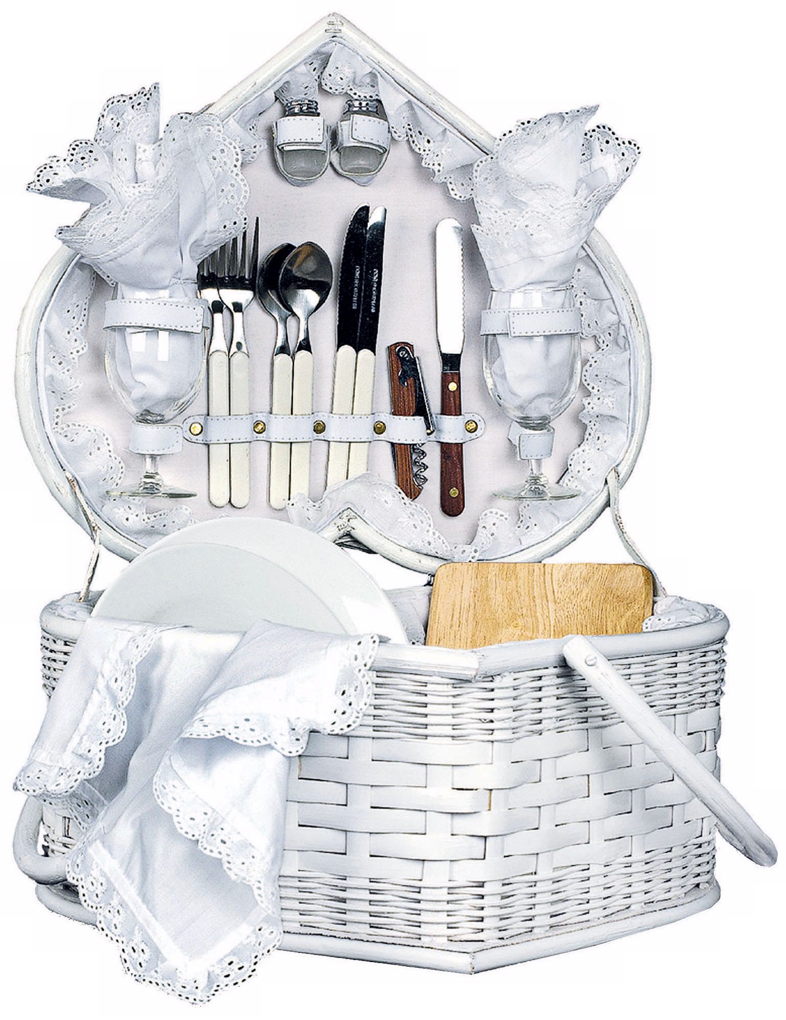 Picnic Time Wedding Heart White Picnic Basket